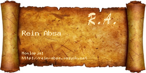 Rein Absa névjegykártya
